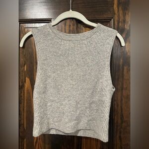 Reformation Grey Cashmere Cropped Tank, Size M